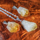 Raw Citrine Crystal Point Pendant (Silver Bail) Gemstone Jewelry Necklace Supply Craft Supplies & Tools > Beads Gems &
