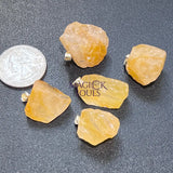 Raw Golden Healer Quartz Crystal Small Petite Pendant (Silver Plated Bail) Rough Jewelry Supply Necklace Charm Jewelry