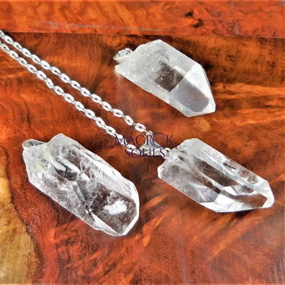 Raw Quartz Crystal Pendant Point Pendant Silver Necklace Charm Gemstone Retail Pendants