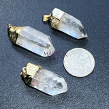 Raw Quartz Crystal Point Pendant (Gold Plated) Wholesale Craft Supplies & Tools > Beads Gems & Cabochons > Charms &