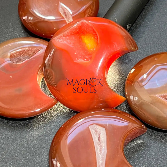 Red Sardonyx Crescent Moon Crystal Carving Home & Living > Home Decor > Home Accents > Rocks & Geodes