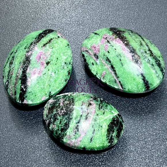 Ruby Zoisite Anyolite Crystal Palm Stones (UV Reactive) Carving Home & Living > Home Decor > Home Accents > Rocks &