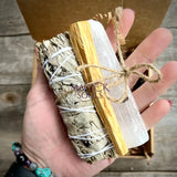 Sage Chakra Cleansing Gift Set. Blue Sage, Lavender, Selenite, Clear Quartz, Palo Santo, Lemon Grass - Magick Souls