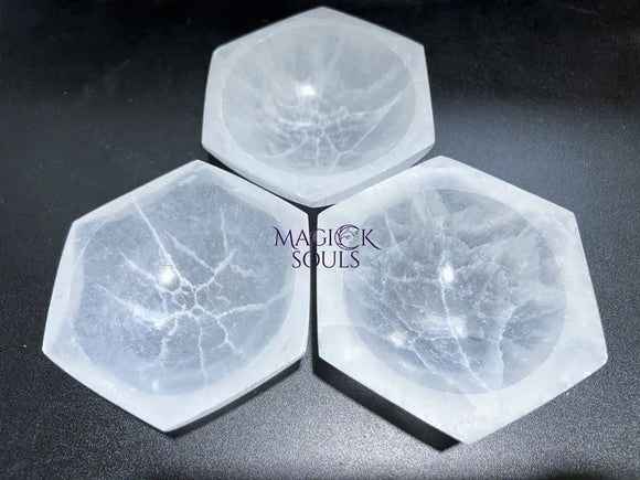Selenite Crystal Bowl Large Dish Hexagon 6 Sided Healing Crystals And Stones Home & Living > Spirituality & Religion >
