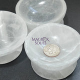 Selenite Crystal Bowl with Pedestal Carved Gemstone Polished Footed Stone Dish Home & Living > Kitchen & Dining >