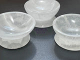 Selenite Crystal Bowl with Pedestal Carved Gemstone Polished Footed Stone Dish Home & Living > Kitchen & Dining >