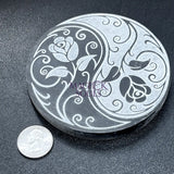 Selenite Crystal Circle Plate (Rose Yin Yang Engraved)(4 Inch) Gemstone Decor Carving Supply Home & Living > Home Decor