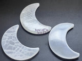 Selenite Crystal Crescent Moon Plate (6 Inches) Carving Art & Collectibles > Sculpture > Art Objects