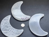 Selenite Crystal Crescent Moon Plate (6 Inches) Carving Art & Collectibles > Sculpture > Art Objects