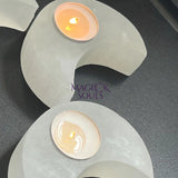 Selenite Crystal Crescent Moon Tealight Candle Carving Gemstone Home Decor Home & Living > Home Decor > Candles & Home