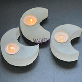 Selenite Crystal Crescent Moon Tealight Candle Carving Gemstone Home Decor Home & Living > Home Decor > Candles & Home