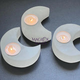 Selenite Crystal Crescent Moon Tealight Candle Carving Gemstone Home Decor Home & Living > Home Decor > Candles & Home