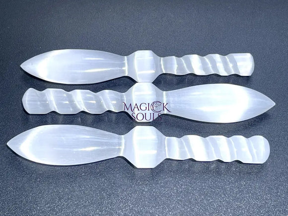 Selenite Crystal Decorative Sword Knife Spiral Point Wand (7 8 Inches) Wholesale Carving Home & Living > Spirituality &