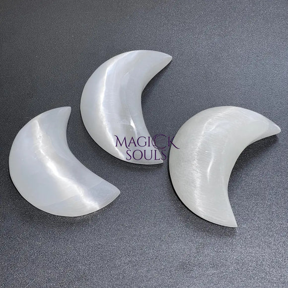Selenite Crystal Puffy Crescent Moon Carving Gemstone Home Decor Supply Art & Collectibles > Sculpture > Art Objects