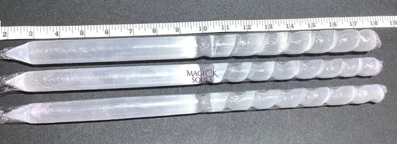 Selenite Crystal Spiral Point Wands (Set of 3) Extra Large Long Wholesale Bulk Lot Home & Living > Spirituality &
