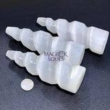 Selenite Crystal Spiral Standing Tower Medium (5 6 Inches) Gemstone Carving Home Decor Supply Home & Living > Home