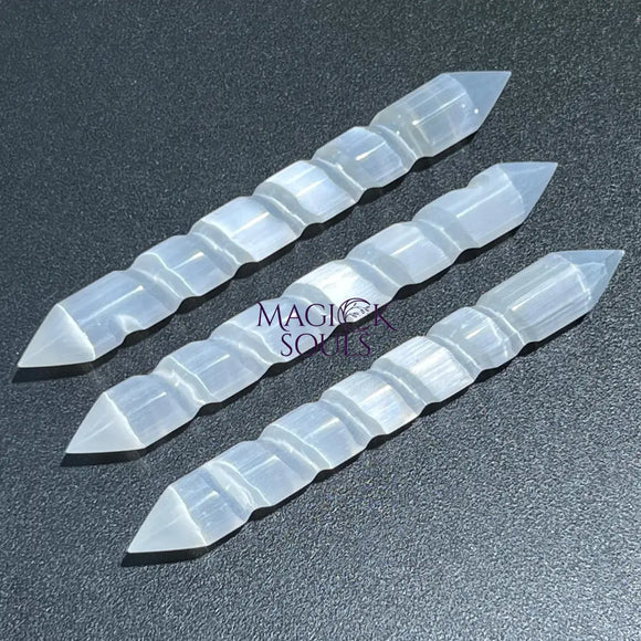Selenite Crystal Spiral Wand Double Terminated Point Carving Wholesale Home & Living > Spirituality & Religion > Reiki