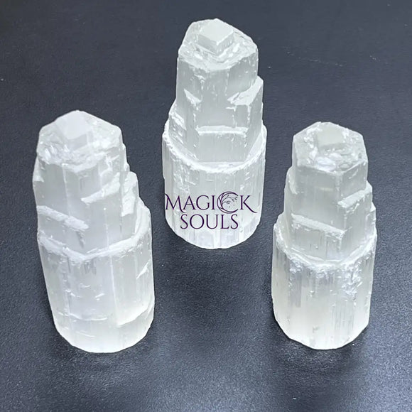 Selenite Crystal Standing Tower Medium (4 Inches) Gemstone Home Decor Supply Home & Living > Home Decor > Home Accents
