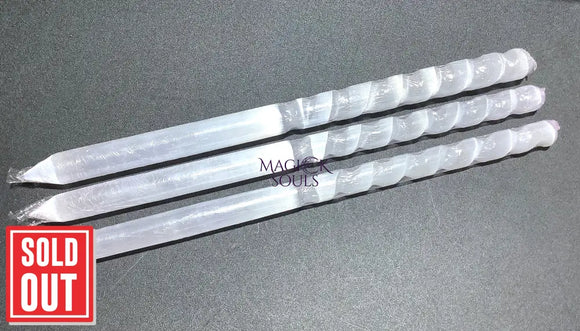 Selenite Crystal Wand Extra Long Large Spiral Point Polished Home & Living > Home Décor > Rocks & Geodes