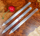 Selenite Crystal Wand Point Thin Pencil Shaped Crystal Carving Home & Living > Spirituality & Religion > Prayer Beads &