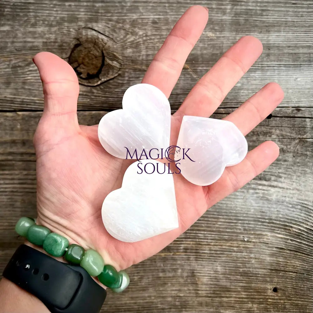 Selenite Puffy Heart Magick Souls