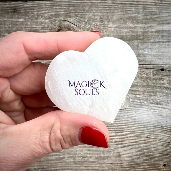 Selenite Puffy Heart Magick Souls