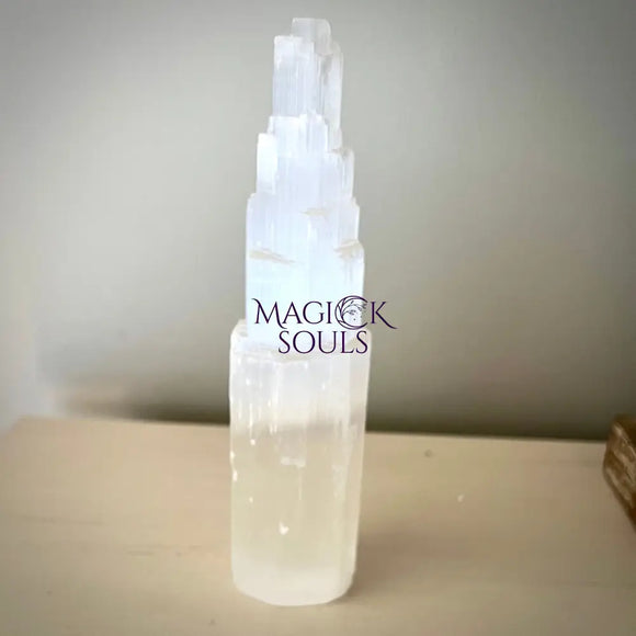 Selenite Skyscraper Tower 8” Magick Souls
