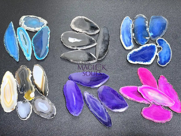 Small Agate Slices (By The Piece)(1 1.5 Inches)(Size #000) Wholesale Pink Black Blue Teal Pink Purple Red Mixed Colors