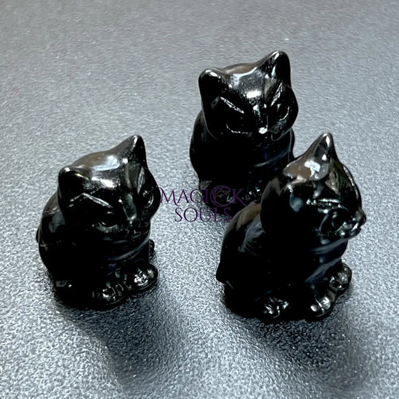 Small Black Obsidian Cat Kitten Carving Wholesale Home & Living > Home Decor > Home Accents > Rocks & Geodes