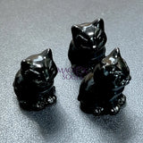 Small Black Obsidian Cat Kitten Carving Wholesale Home & Living > Home Decor > Home Accents > Rocks & Geodes
