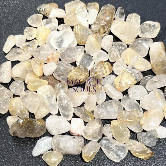 Small Gold Rutilated Quartz Crystal Tumbled Stones (By The Ounce or Pound) Wholesale Home & Living > Home Decor > Home