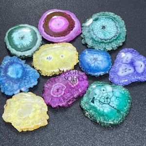 Solar Quartz Crystal Mixed Colors Dyed Cabochon Slices Craft Supplies & Tools > Beads Gems & Cabochons > Cabochons