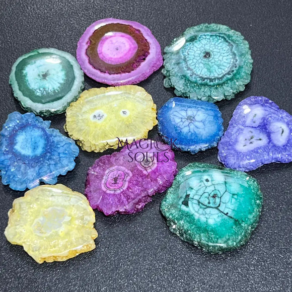 Solar Quartz Crystal Mixed Colors Dyed Cabochon Slices Craft Supplies & Tools > Beads Gems & Cabochons > Cabochons