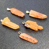 Tangerine Quartz Crystal Point Pendant (Silver Plated Bail) Gemstone Jewelry Necklace Supply Craft Supplies & Tools >