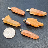 Tangerine Quartz Crystal Point Pendant (Silver Plated Bail) Gemstone Jewelry Necklace Supply Craft Supplies & Tools >