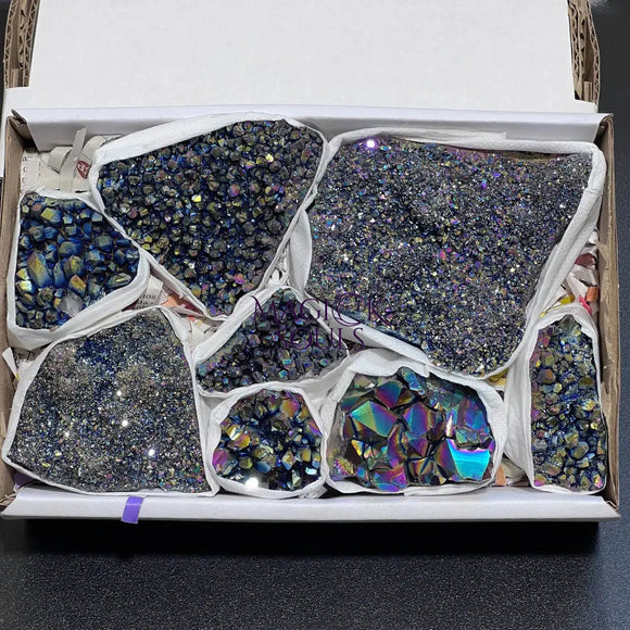 Titanium Aura Amethyst Crystals (Avg 1.5 LBs) Box Flat Bulk Wholesale Lot Raw Stones Gemstones Home & Living > Home