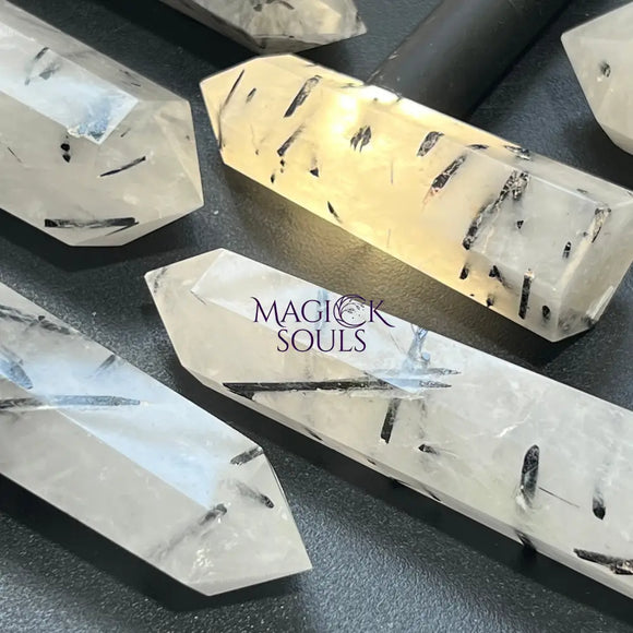 Tourmalated Quartz Crystal Point Tower Carving Wholesale Home & Living > Home Decor > Home Accents > Rocks & Geodes