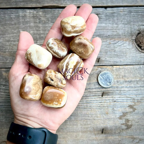 Tumbled Chocolate Root Beer Calcite UV Reactive - Magick Souls