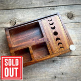 Wooden Tarot Card Holder with Moon Phase Lid Design - Magick Souls