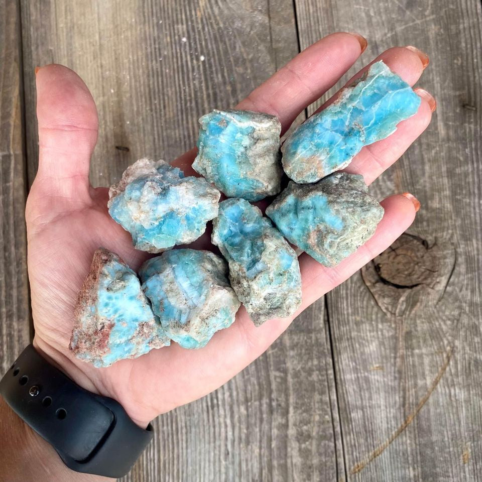 Rough Larimar from Dominican Republic Crystal Mineral Magick Souls