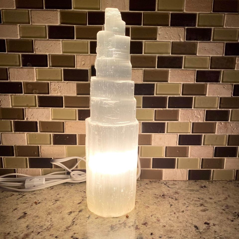Selenite Skyscraper Lamp Magick Souls