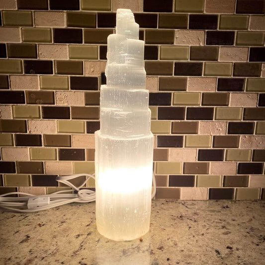 Selenite Skyscraper Lamp Magick Souls