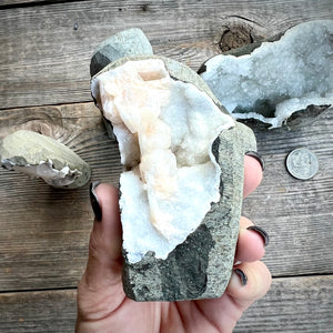 Apophyllite Chalcedony Cluster Natural Self Standing Geode Freeform